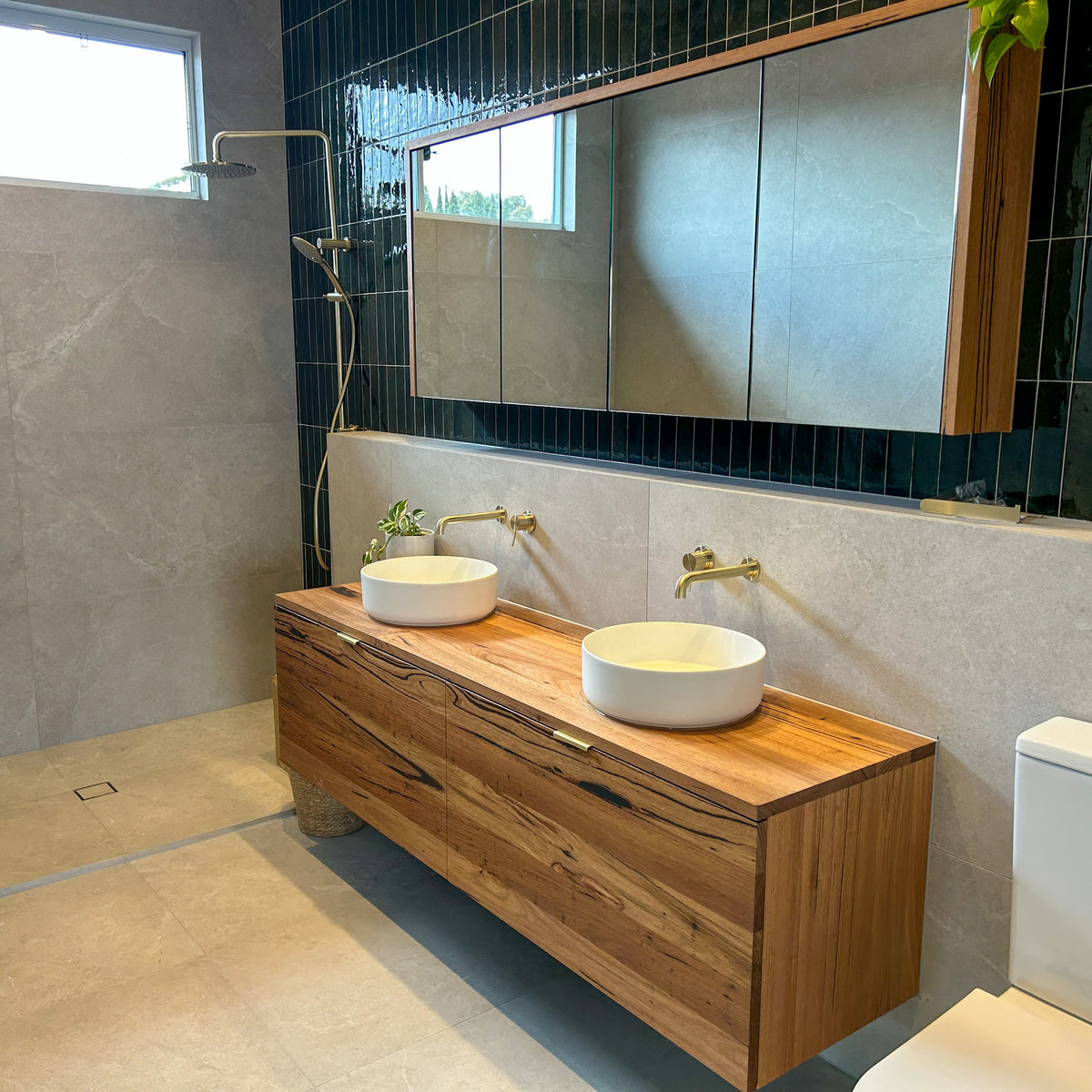 Timber Vanity Rounded Custom Wall-Hung Timber Vanities – Wilky's Timber