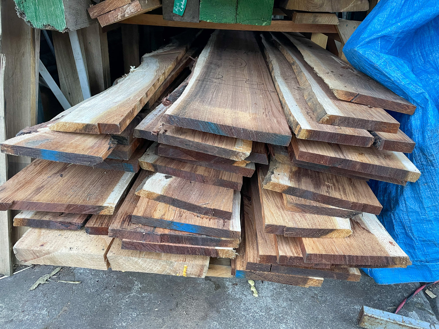 Kiln Dried Tasmanian Blackwood Slabs 24mm Thick, Single Live Edge