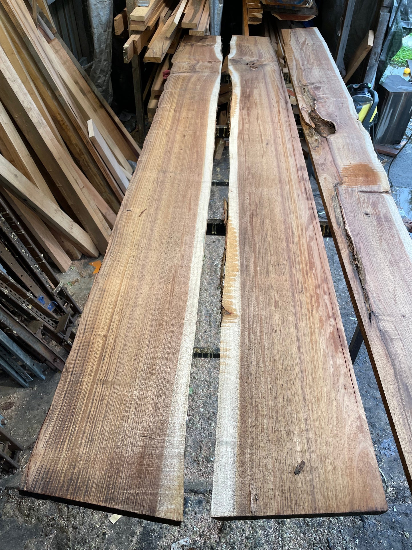 Kiln Dried Tasmanian Blackwood Slabs 24mm Thick, Single Live Edge